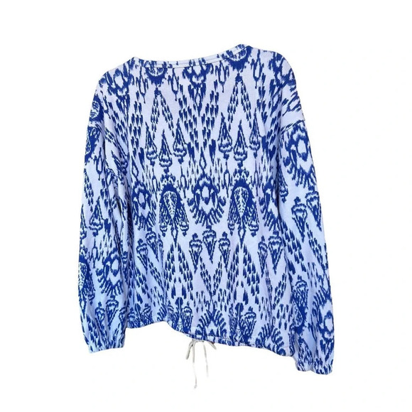 Lou & Grey Ikat Cozy Cotton Terry Drawstring Sweatshirt Size Medium - Picture 8 of 8